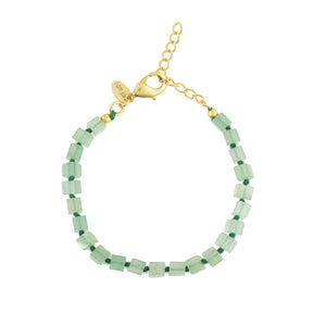 Handgeknoopte Blokjes Armband Groene Jade