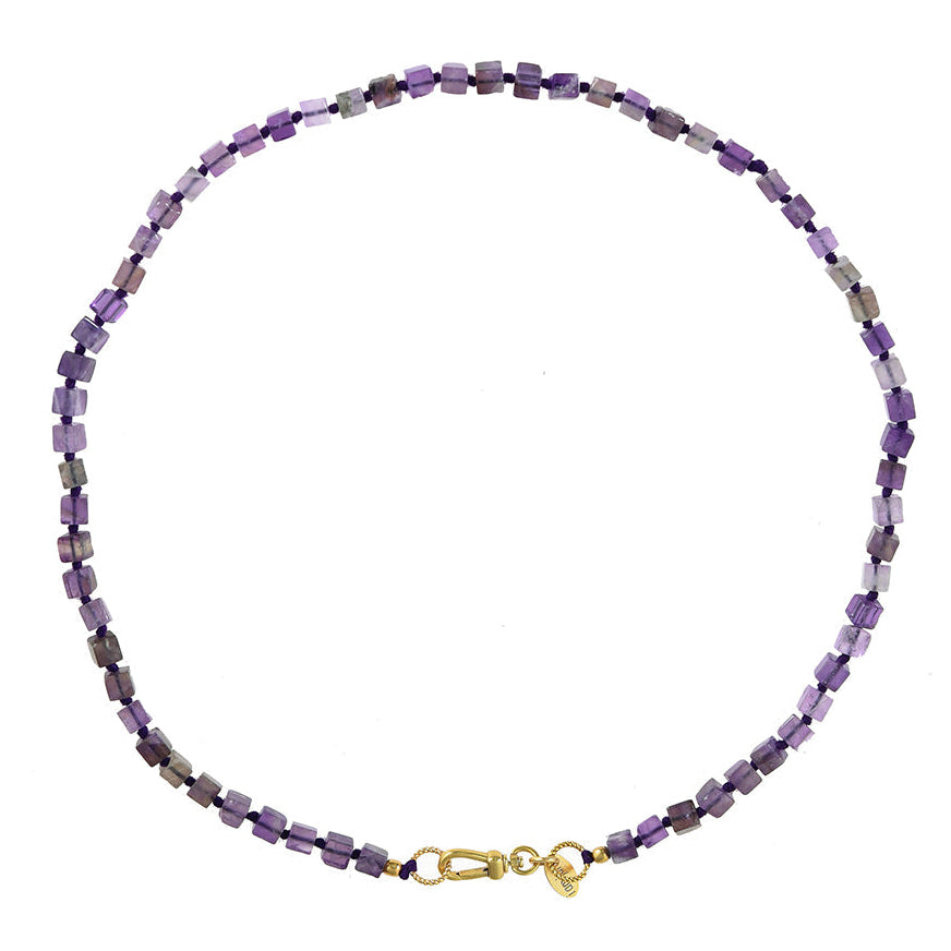 Handgeknoopte Blokjes Ketting Amethist
