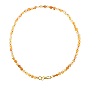Handgeknoopte Blokjes Ketting Gele Agaat