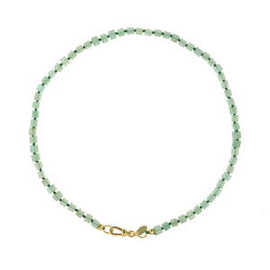 Handgeknoopte Blokjes Ketting Groene Jade