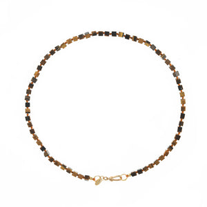 Handgeknoopte Blokjes Ketting Tijgeroog