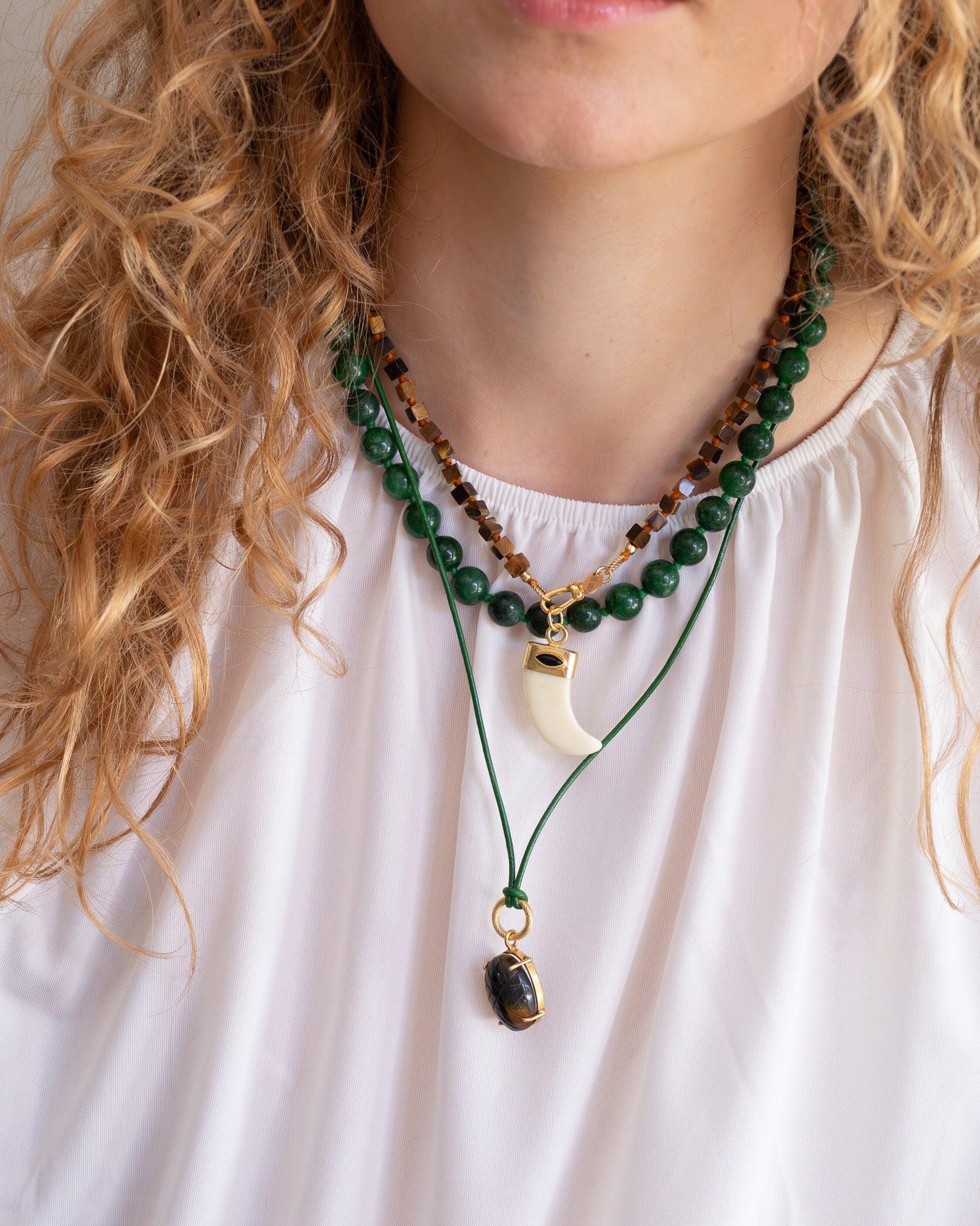Handgeknoopte Blokjes Ketting Tijgeroog