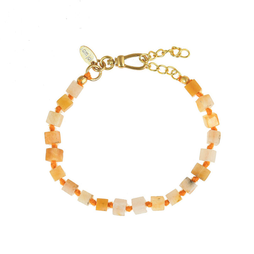 Handgeknoopte Citrien Blokjes Armband