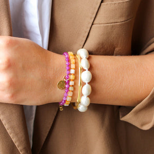 Handgeknoopte Gele Agaat Blokjes Armband