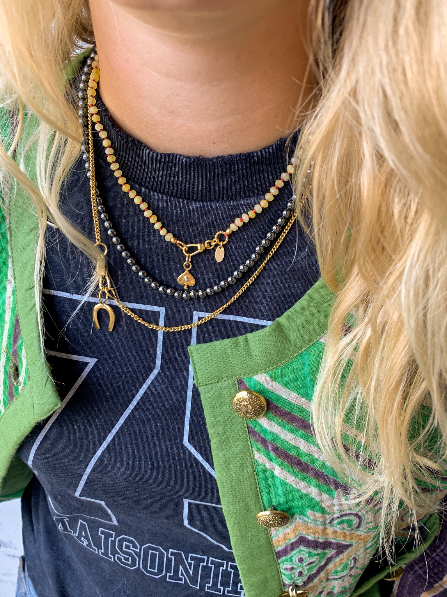 Handgeknoopte Jade Ketting Geel