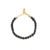 Handgeknoopte Zwarte Onyx Blokjes Armband
