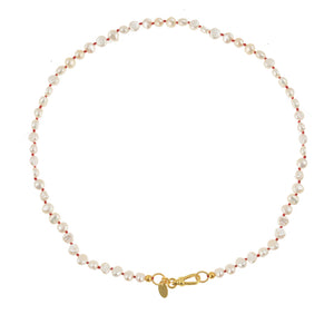Handgeknoopte parelketting rood draad