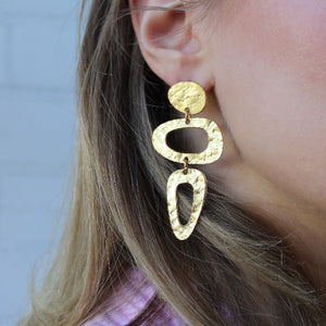 Hammered Fancy Gold Earrings 