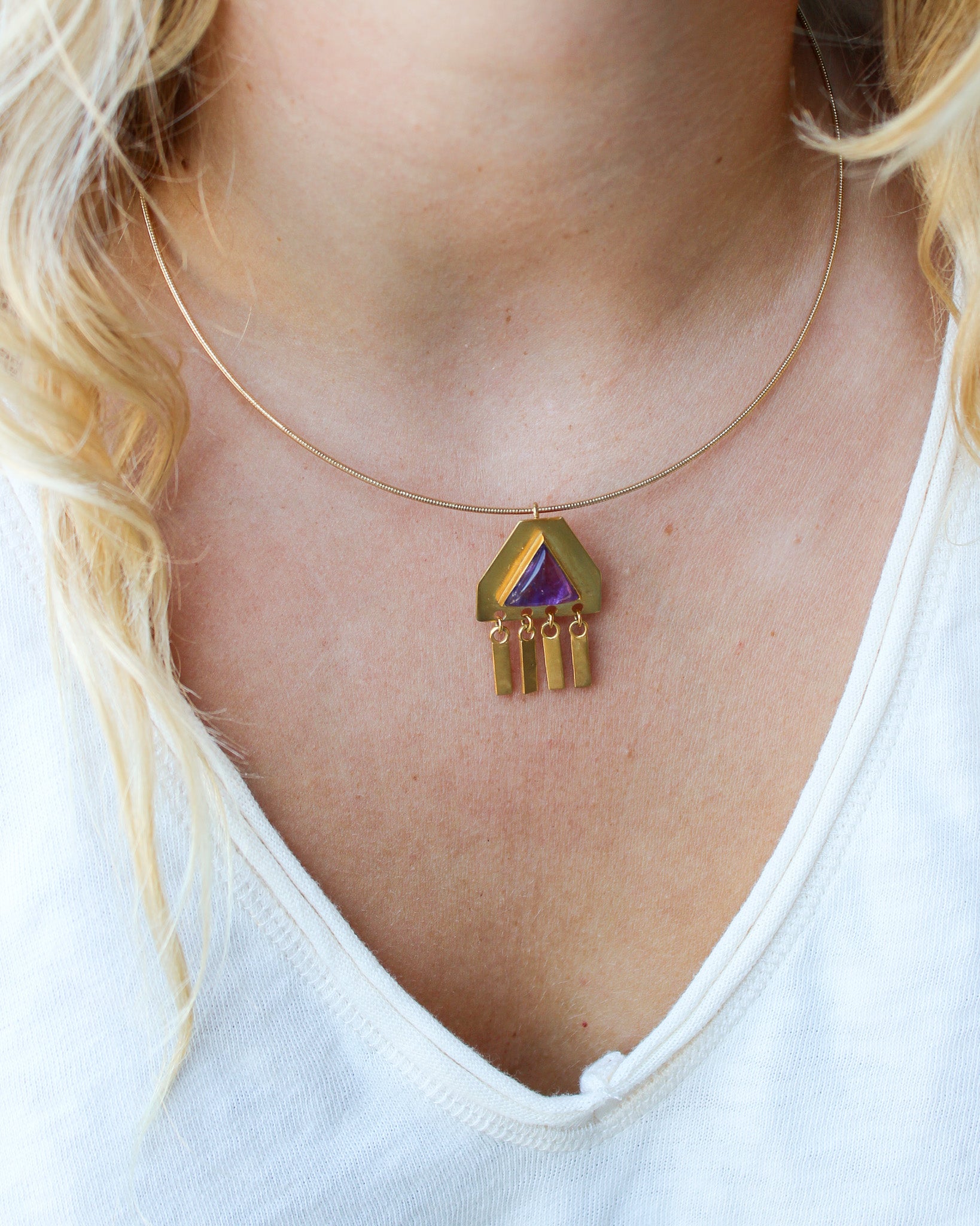 Unique Charm Bangle Necklace Amethyst