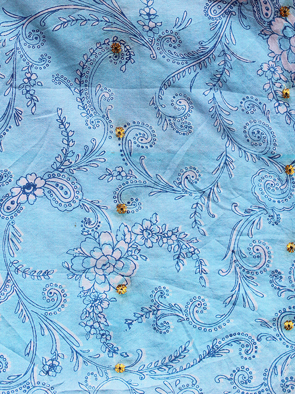 Vintage Saree Silk Scarf Blue