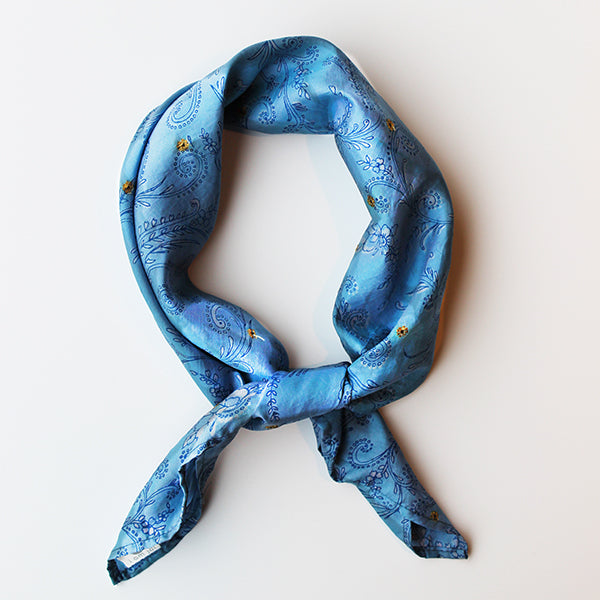 Vintage Saree Silk Scarf Blue
