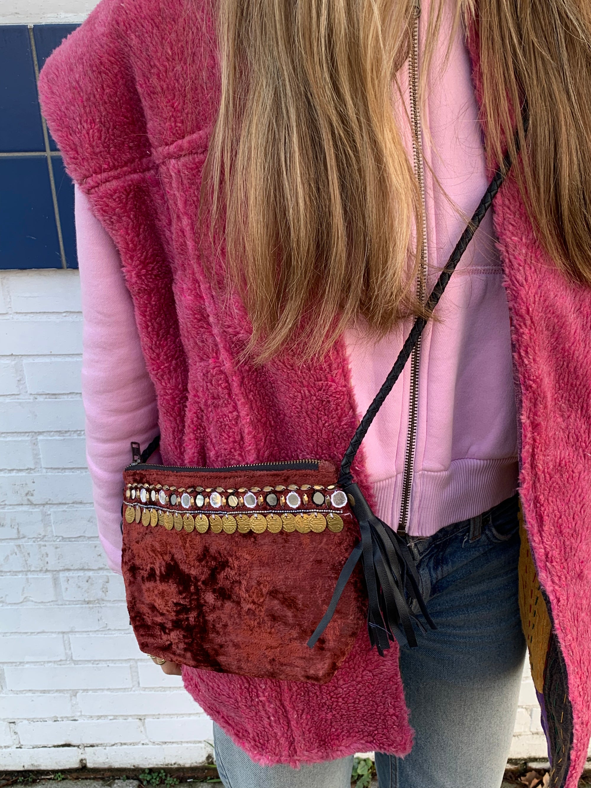 Burgundy Red Velvet Bag