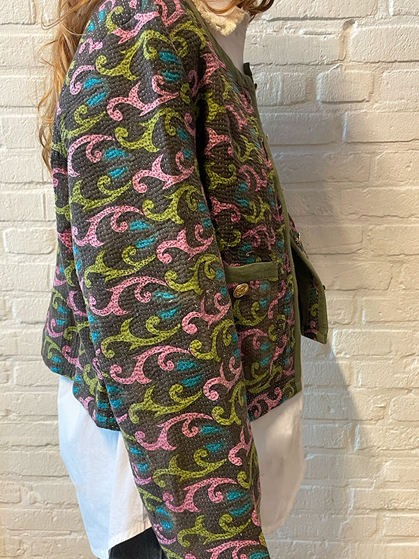 One-of-Kind Kantha Jasje Groen/Roze