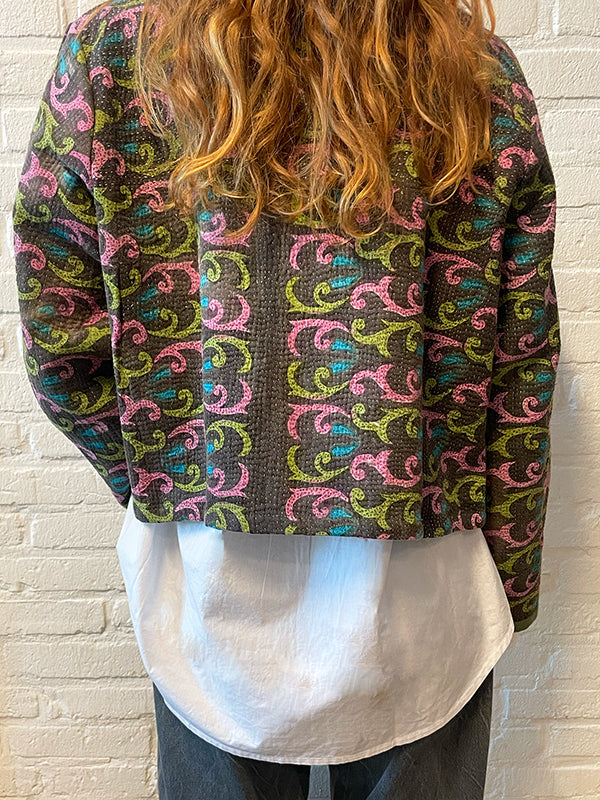 One-of-Kind Kantha Jasje Groen/Roze