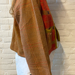 One-of-Kind Kantha Jasje Oranje/Bruin