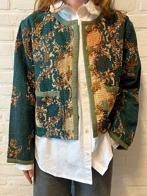 One-of-Kind Kantha Jasje Teal