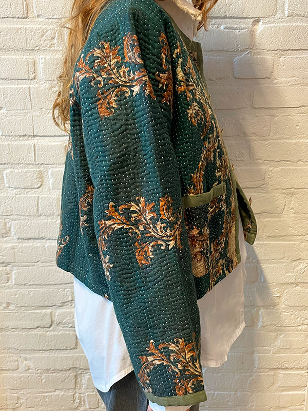 One-of-Kind Kantha Jasje Teal