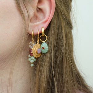 Gold Flower Earring With Stone
