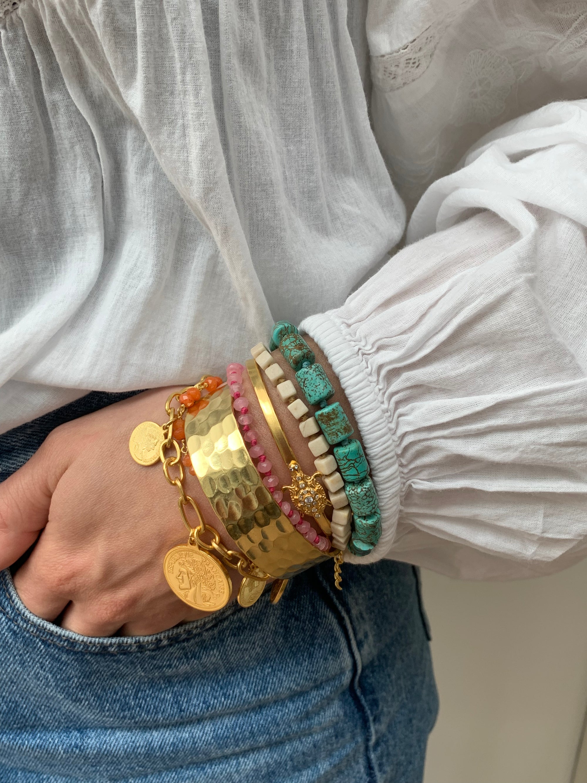 Handgeknoopte Witte Avonturijn Armband