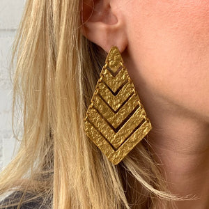 Hammered Statement Gold Earrings