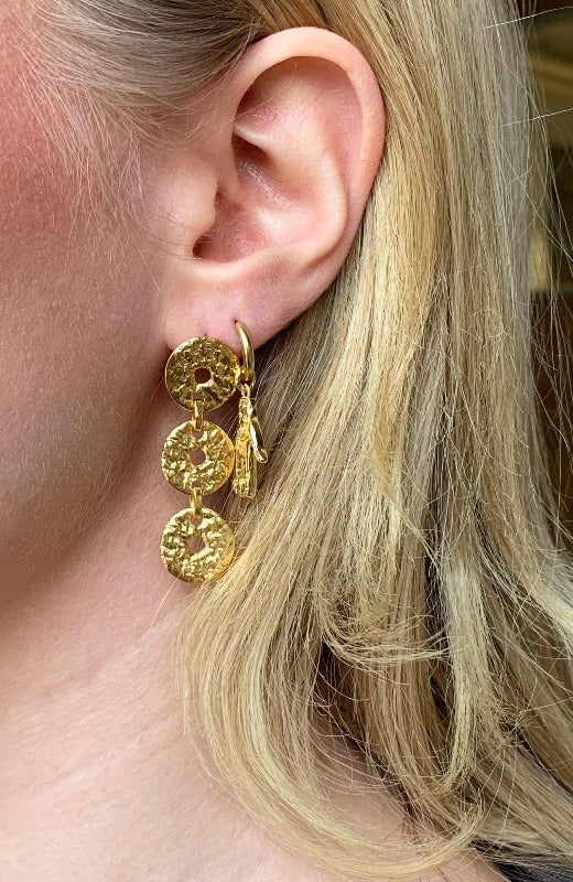 Hammered Coin Gold Earrings