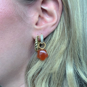 Set of 2 Hoop Earrings With Carnelian Charm