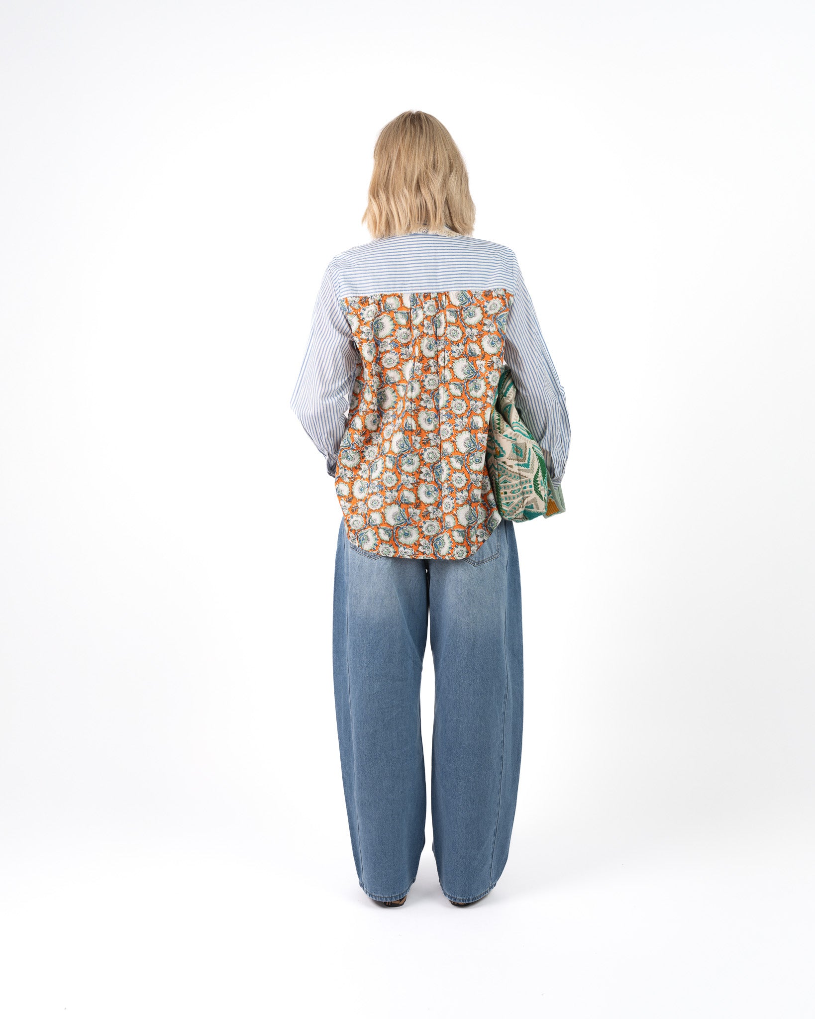 Isika Oversized Blouse Blauw Oranje