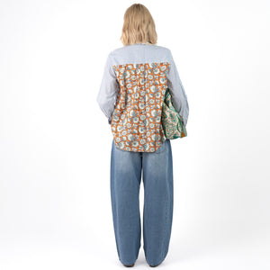 Isika Oversized Blouse Blauw Oranje