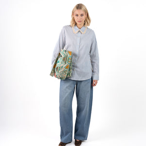 Isika Oversized Blouse Blauw Oranje