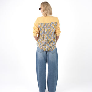 Isika Oversized Blouse Geel Blauw