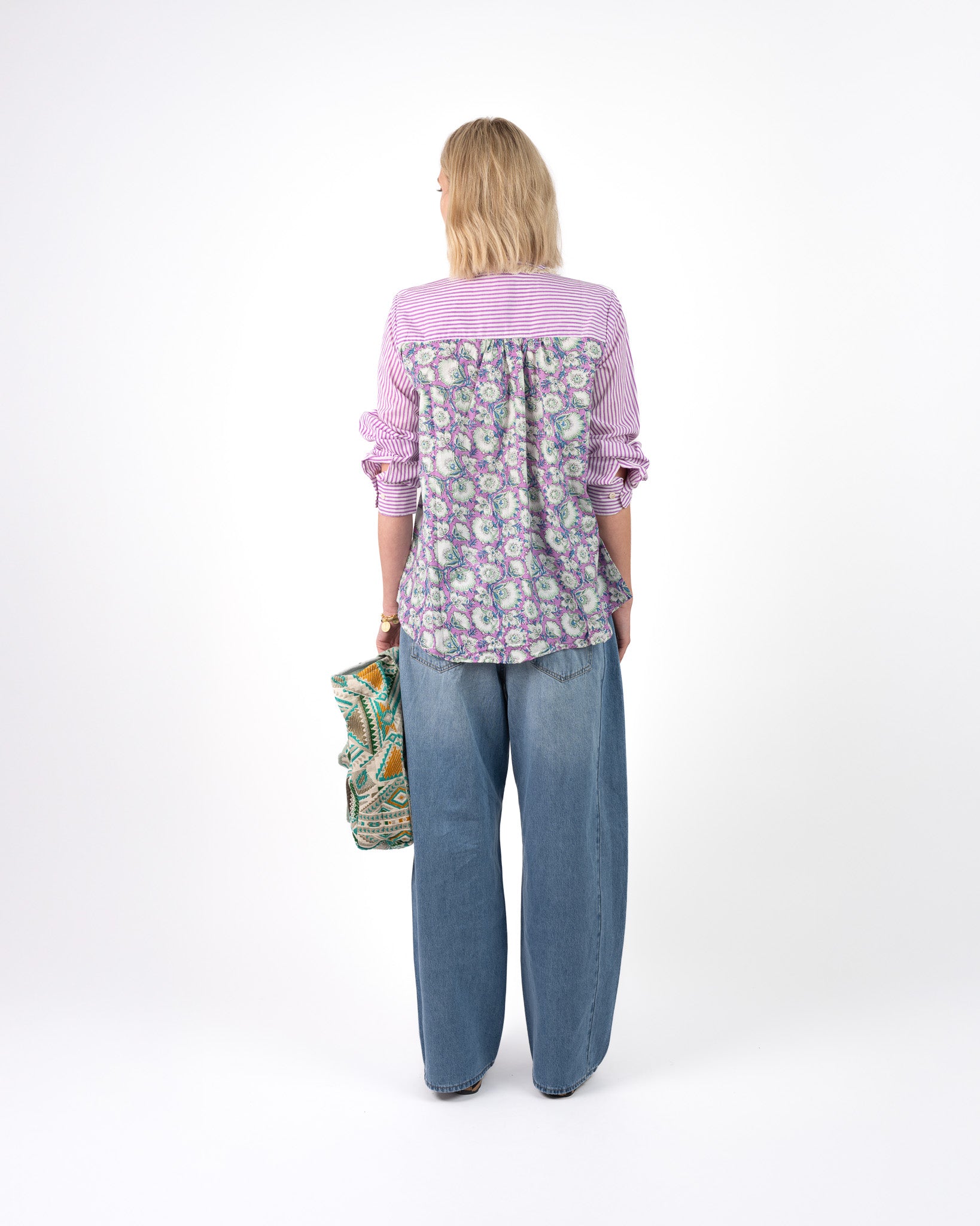 Isika Oversized Blouse Paars Groen
