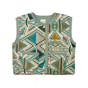 Jacquard Gilet Aqua