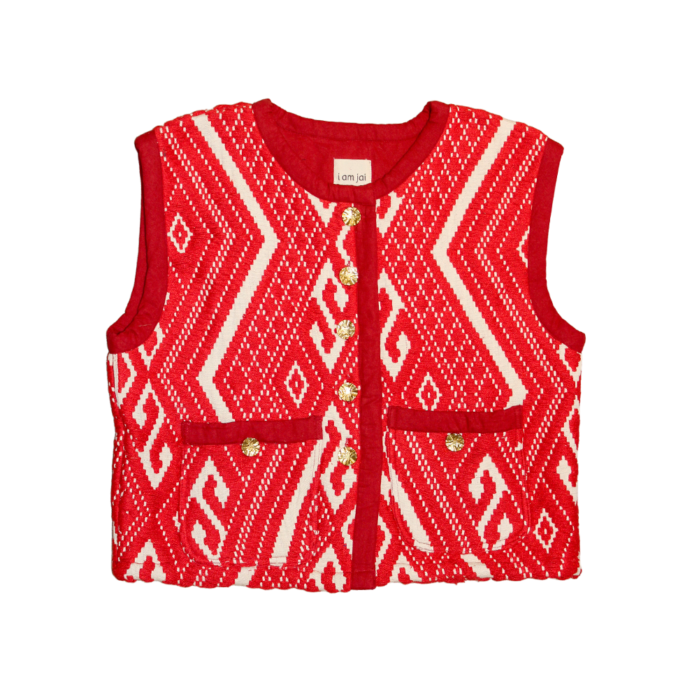 Jacquard Gilet Rood