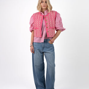 Jacquard Gilet Roze