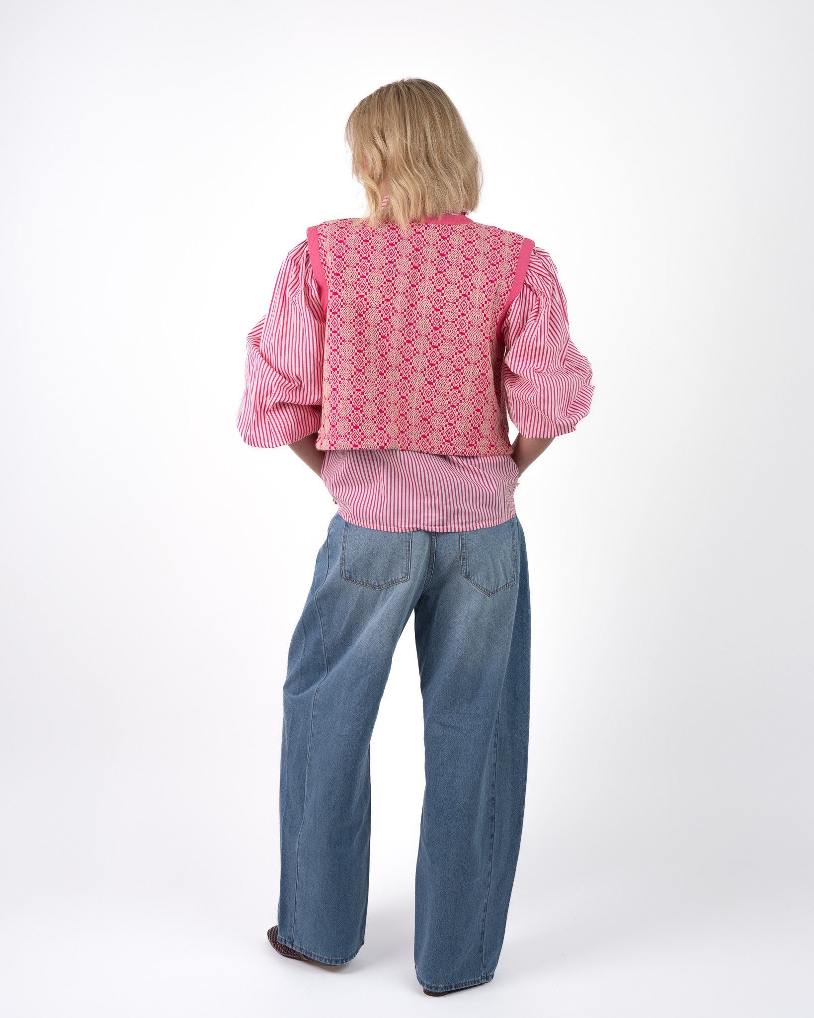 Jacquard Gilet Roze