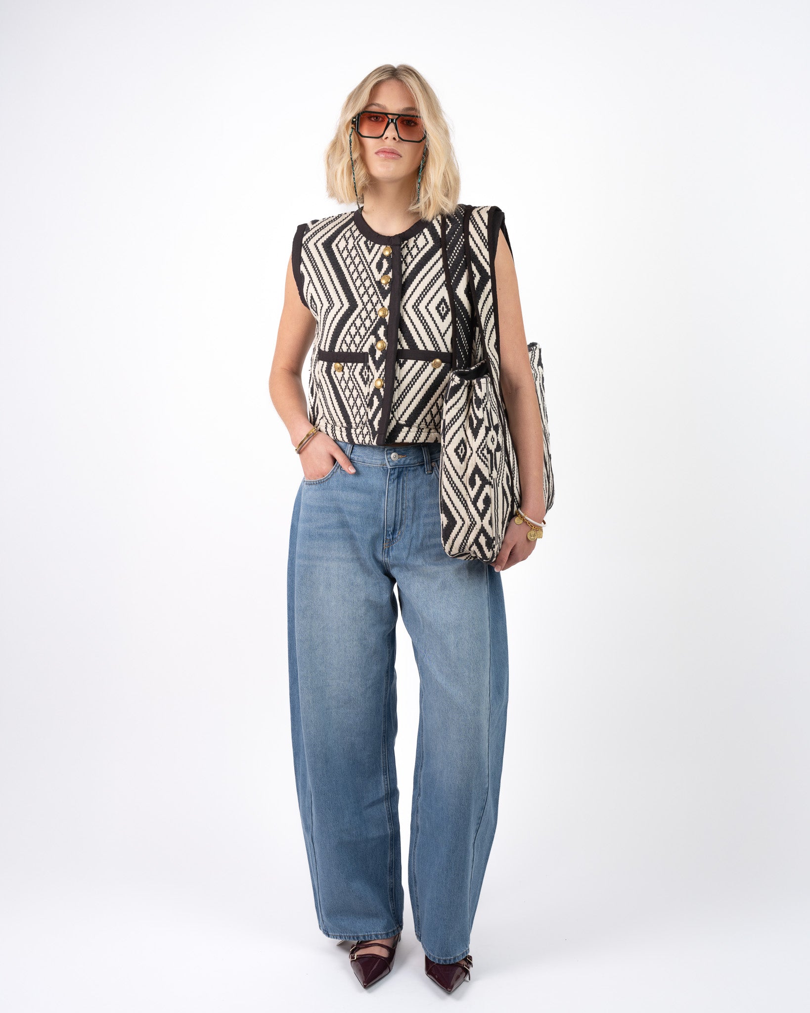 Jacquard Shopper Zwart
