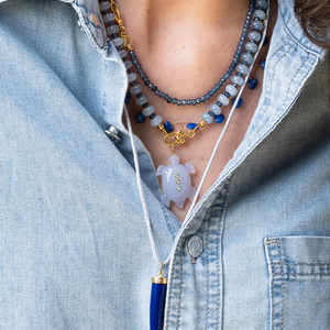 Blauwe Onyx Tand Bedel