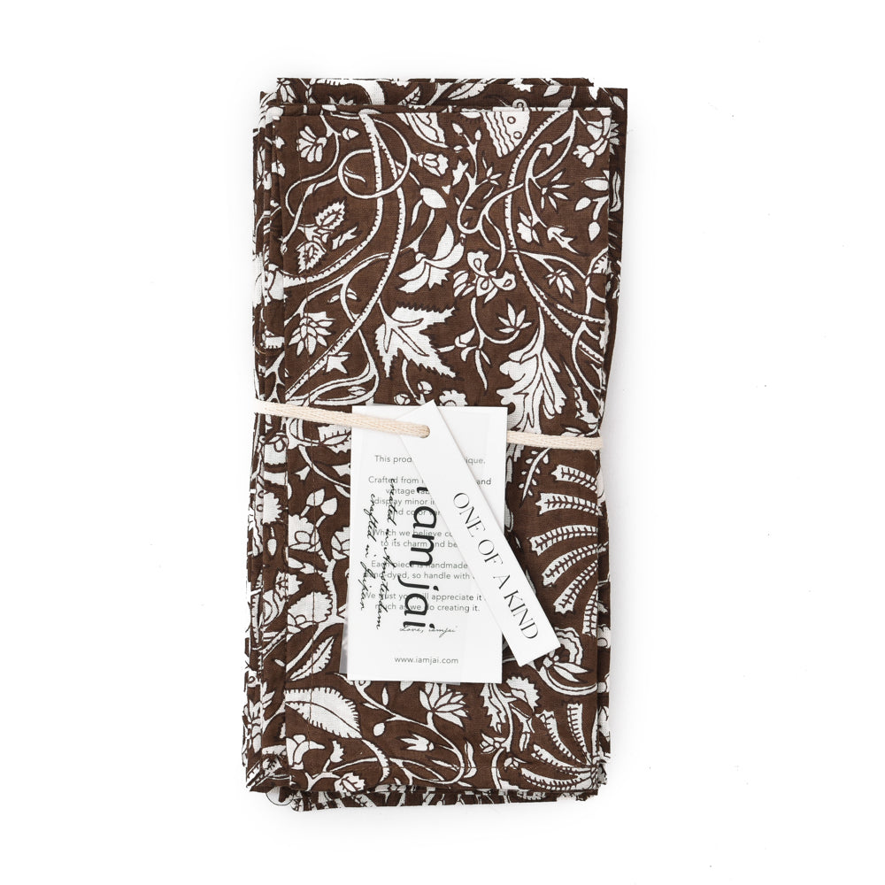 Katoenen Servetten Bloem Bruin