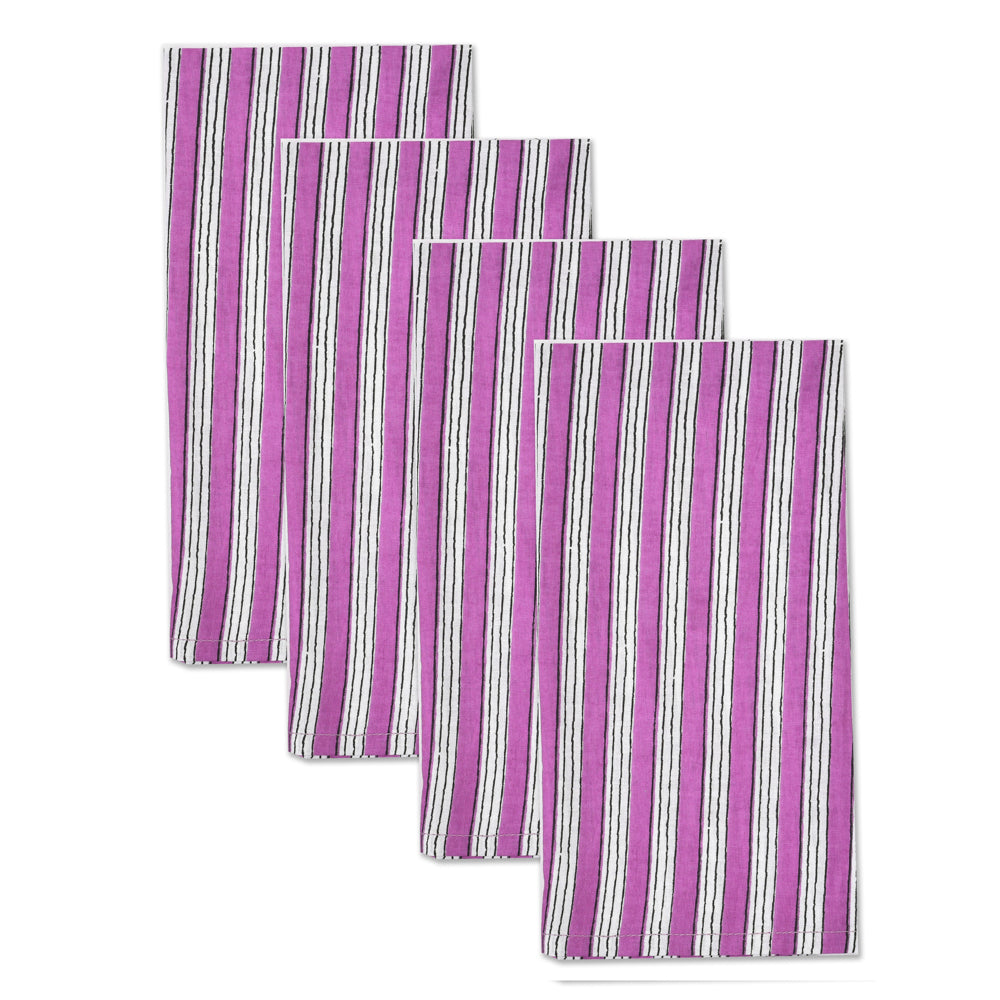 Katoenen Servetten Streep Paars