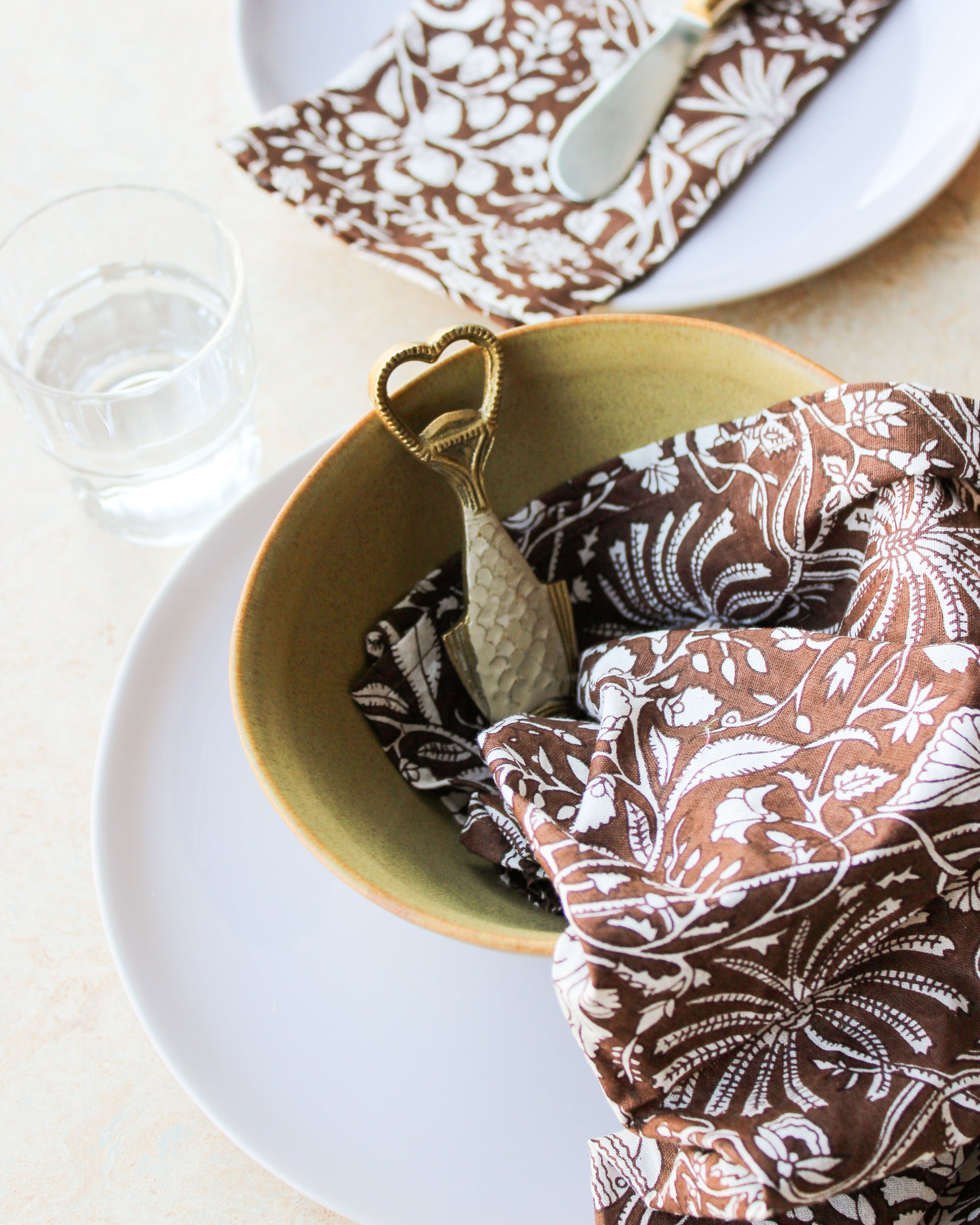 Katoenen Servetten Bloem Bruin