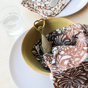 Katoenen Servetten Bloem Bruin