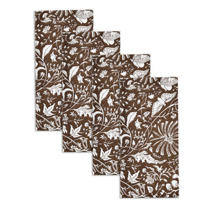 Katoenen Servetten Bloem Bruin wit