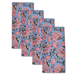 Katoenen Servetten Bloem Lichtblauw