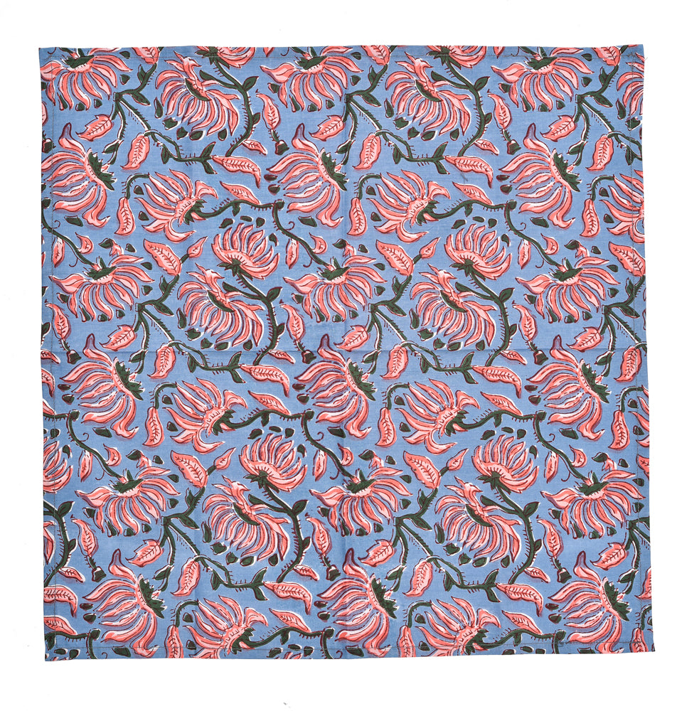 Katoenen Servetten Bloem Lichtblauw