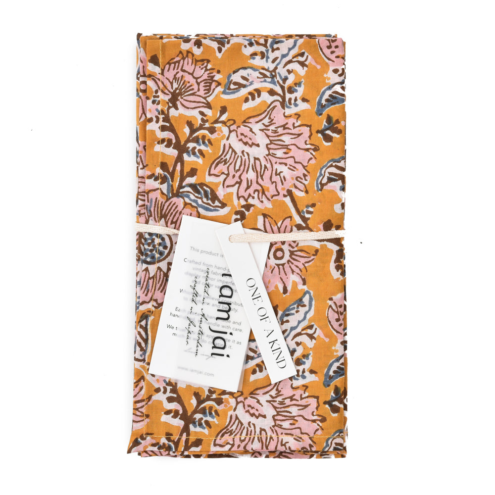 Katoenen Servetten Bloem Mosterdgeel