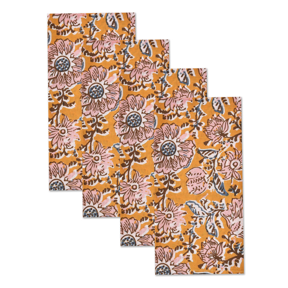 Katoenen Servetten Bloem Mosterdgeel