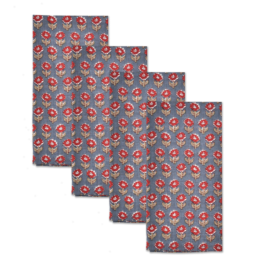 Katoenen Servetten Bloem Blauw