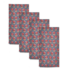 Katoenen Servetten Bloem Blauw