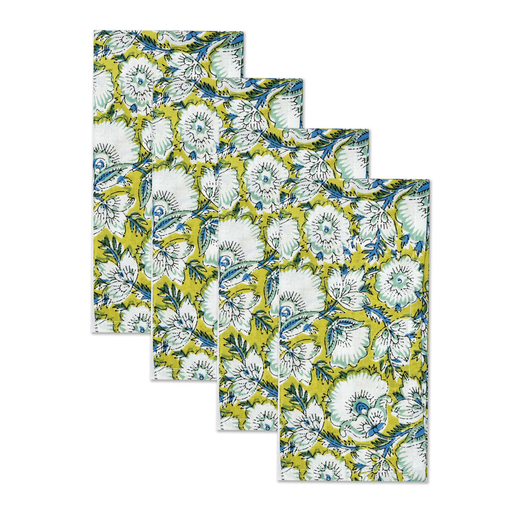 Katoenen Servetten Bloemen Groen