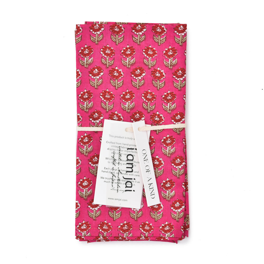 Katoenen Servetten Roze Bloem